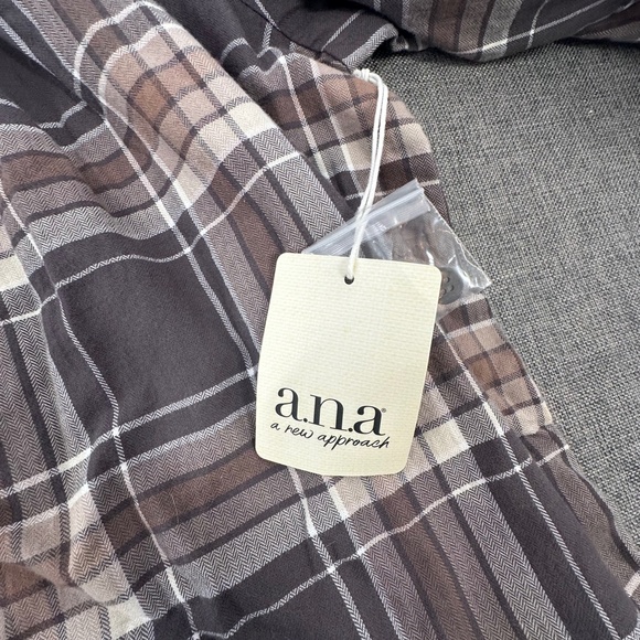 Brand New!  a.n.a a new approach Peplum Blouse XXL Babydoll Style Brown Tan Gray - Picture 11 of 14